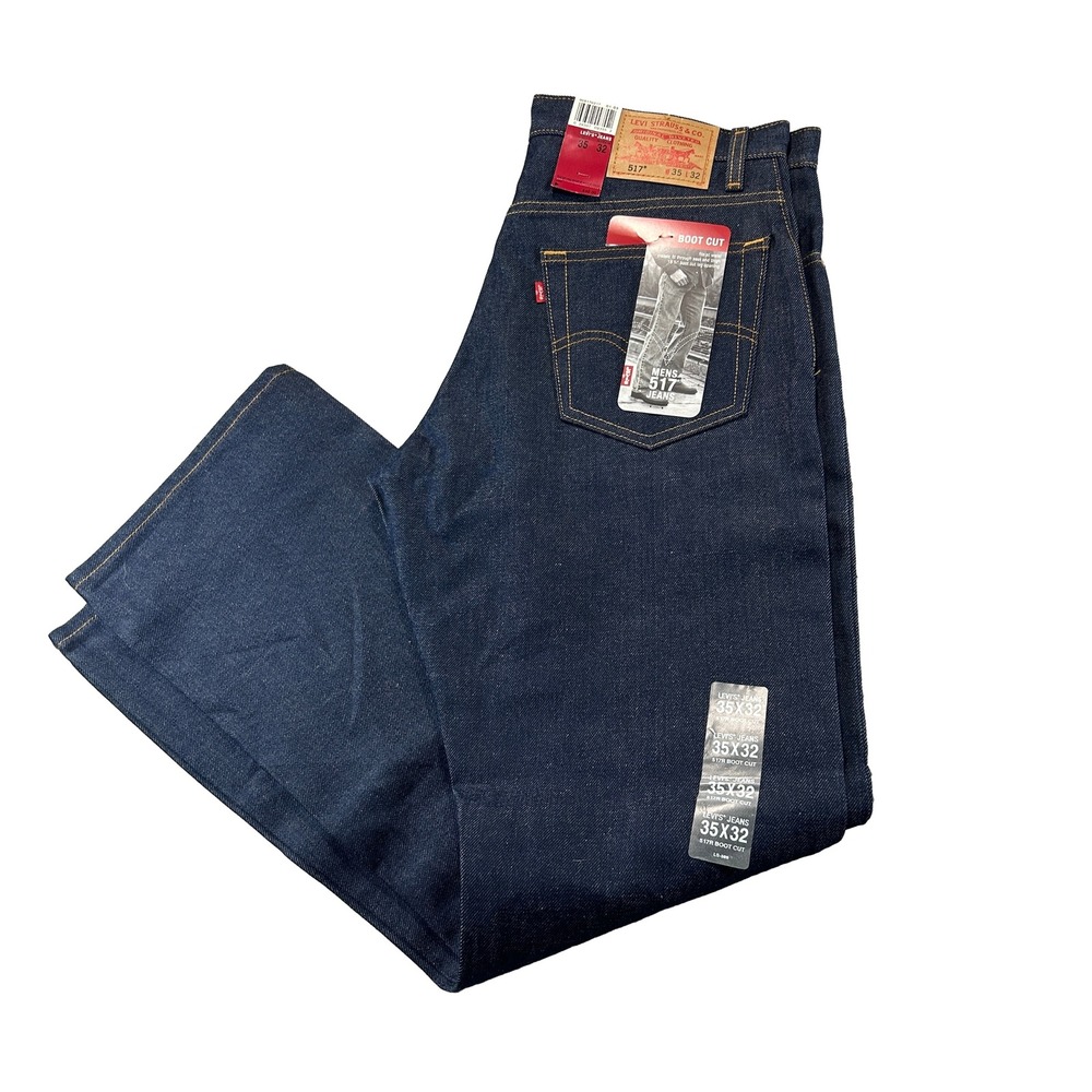 Vintage Levi's 517 Bootcut Jeans Men 35x32 Y2K 2004 NOS NWT Rigid Dark Unwashed